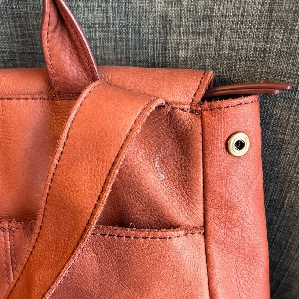 American Leather Co. brown Women backpack Bag purse neutral classic everyday GUC - Picture 9 of 16